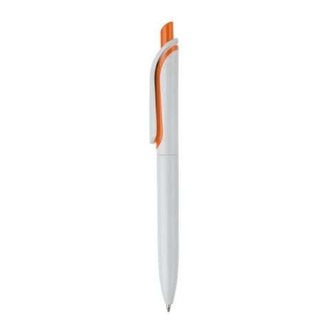 Kugelschreiber Modell Click Shadow - Hergestellt in Deutschland Weiss-Orange | 1-farbiger Tampondruck | in Verlängerung vom Clip | 40 mm x 8 mm | Nicht verfügbar