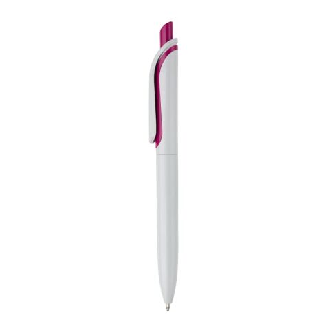 Kugelschreiber Modell Click Shadow - Hergestellt in Deutschland Weiss-Dunkelrosé