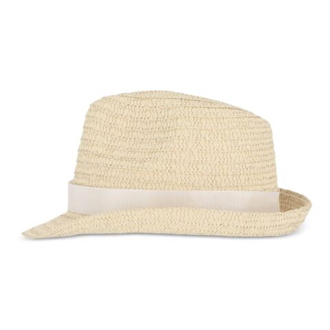 Pflanzlicher Strohhut mit farbigem Band Weiss