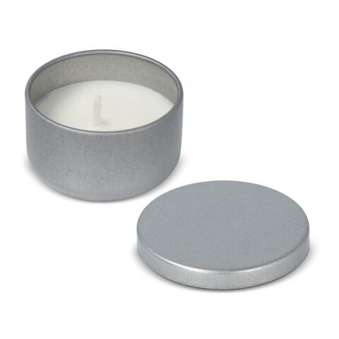 Asana unparfümierte Kerze auf Pflanzenbasis in recycelter Dose Silber | ohne Werbeanbringung | Nicht verfügbar | Nicht verfügbar