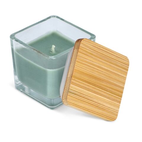 Chakra Kerze auf pflanzlicher Basis im Glasgefäß Olivgrün | ohne Werbeanbringung | Nicht verfügbar | Nicht verfügbar