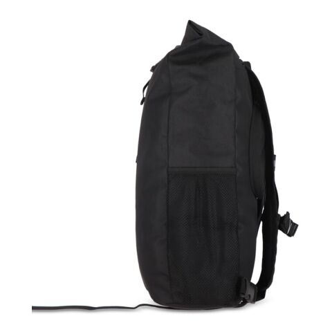 R-PET 600D Rolltop Fahrrad-Rucksack 20L Schwarz