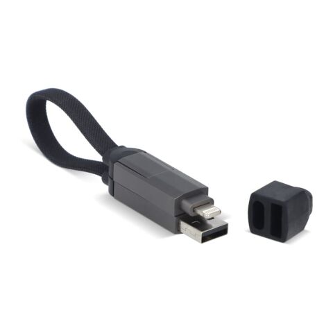 Multifunktionales 4-in-1 Kabel OTG Schlüsselanhänger Größe 60W Schwarz | Digitaldruck | Seite 2 | 31 mm x 6 mm