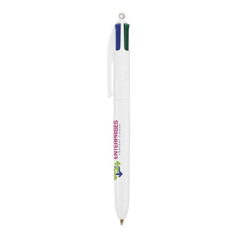 BIC® 4 Colours Kugelschreiber BritePix Digital weiß | 1-farbiger Siebdruck | Upper Part-gegenüber vom Clip | 22.00 mm x 10.00 mm