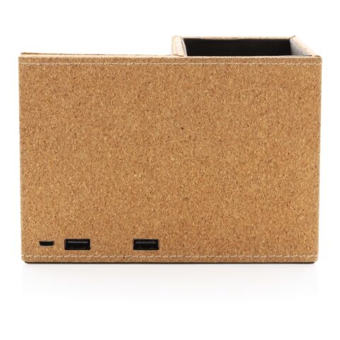Kork Stiftehalter mit 5W Wireless Charger braun | ohne Werbeanbringung | Nicht verfügbar | Nicht verfügbar