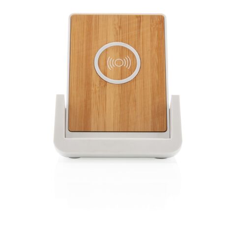 Ontario 10W Ständer aus Bambus &amp; RCS recyceltem Kunststoff weiß | ohne Werbeanbringung | Nicht verfügbar | Nicht verfügbar