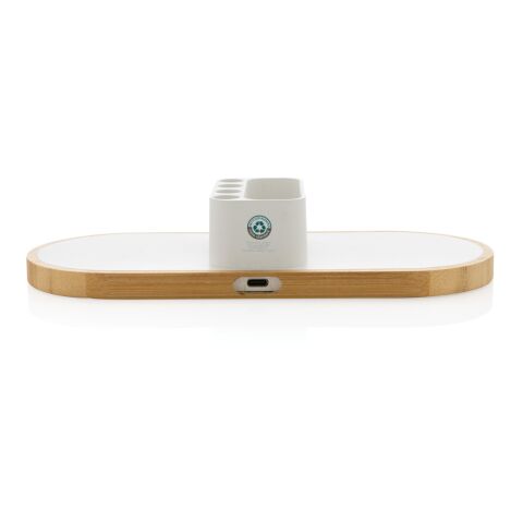 Ontario 10W Dual Charger aus FSC® Bambus &amp; RCS Recycled Plastik weiß | ohne Werbeanbringung | Nicht verfügbar | Nicht verfügbar