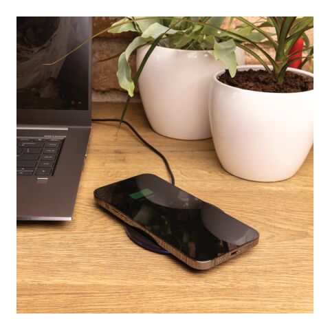 15W-Wireless-Fast-Charger aus recyceltem RCS-Kunststoff schwarz | ohne Werbeanbringung | Nicht verfügbar | Nicht verfügbar