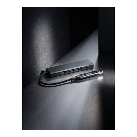 Terra Hub aus RCS recyceltem Aluminium mit 3 USB-Anschlüssen grau | ohne Werbeanbringung | Nicht verfügbar | Nicht verfügbar