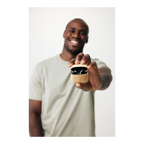 TWS-Kopfhörer aus RCS recyceltem Kunststoff und Bambus braun | ohne Werbeanbringung | Nicht verfügbar | Nicht verfügbar