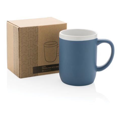 Keramiktasse mit weißem Rand, 300ml blau-weiß | ohne Werbeanbringung | Nicht verfügbar | Nicht verfügbar