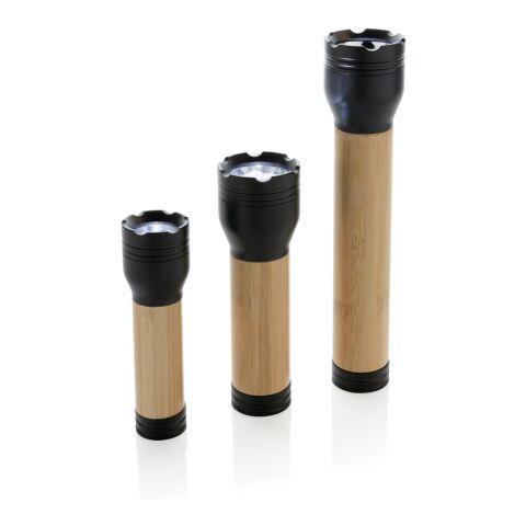 Lucid 3W Taschenlampe aus RCS recycelt. Kunststoff &amp; Bambus schwarz-braun | ohne Werbeanbringung | Nicht verfügbar | Nicht verfügbar