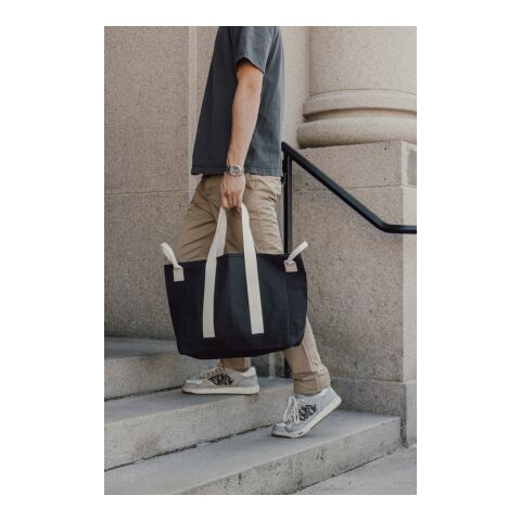 BEAU AWARE™ Strandtasche aus 400gr/m² recyceltem Canvas schwarz