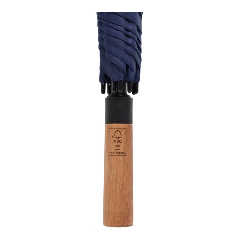 Tony Aware™ RPET 30" Schirm mit auto. Öffnung &amp; Akaziengriff navy blau | ohne Werbeanbringung | Nicht verfügbar | Nicht verfügbar