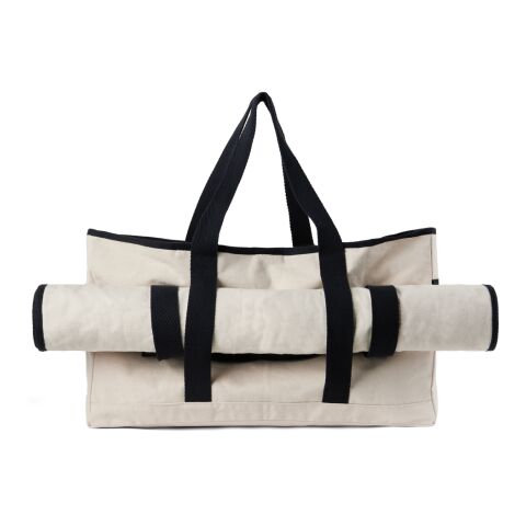 VINGA Volonne AWARE™ Strandtasche aus recyceltem Canvas off white-schwarz | ohne Werbeanbringung | Nicht verfügbar | Nicht verfügbar | Nicht verfügbar