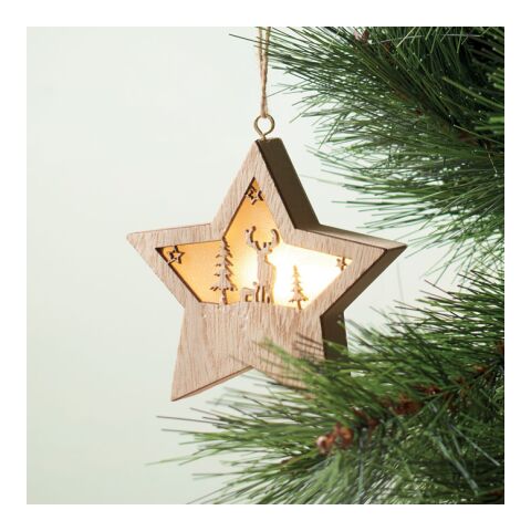 MDF-Stern mit Licht holzfarben | ohne Werbeanbringung | Nicht verfügbar | Nicht verfügbar