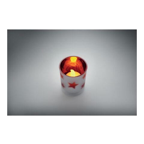 LED-Teelicht im Glashalter rot | ohne Werbeanbringung | Nicht verfügbar | Nicht verfügbar