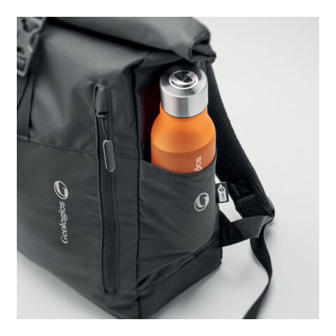 Rolltop-Rucksack 300D RPET schwarz | ohne Werbeanbringung | Nicht verfügbar | Nicht verfügbar | Nicht verfügbar