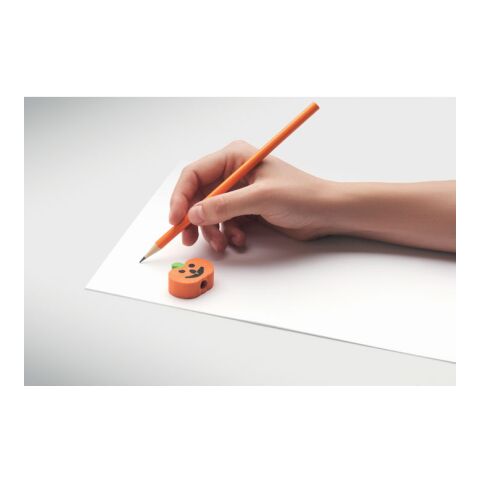 Holzbleistift mit Radiergummi orange