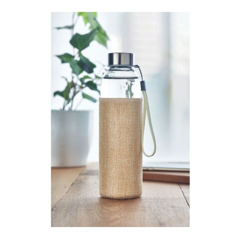 Trinkflasche Glas 500 ml mit Jute-Schutzhülle beige | ohne Werbeanbringung | Nicht verfügbar | Nicht verfügbar | Nicht verfügbar