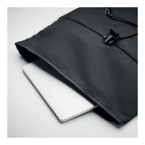 Rolltop-Rucksack 600D RPET schwarz | ohne Werbeanbringung | Nicht verfügbar | Nicht verfügbar | Nicht verfügbar