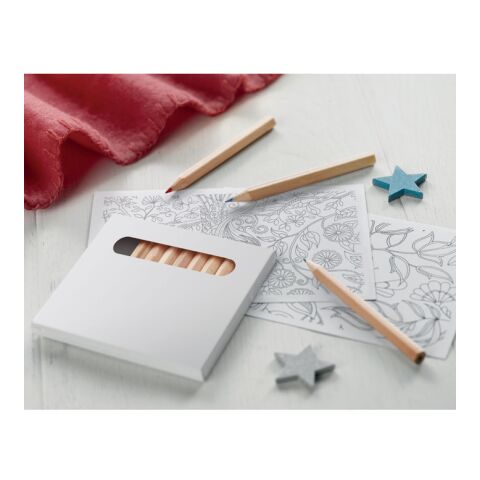 Mal-Set mit 10 Buntstiften weiß | ohne Werbeanbringung | Nicht verfügbar | Nicht verfügbar | Nicht verfügbar