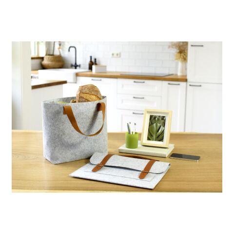 RPET-Filz-Dokumententasche Amelia Hellgrau | ohne Werbeanbringung | Nicht verfügbar | Nicht verfügbar