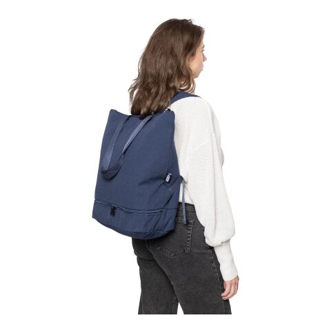 Recyceltes Poly-Baumwollgewebe (330 g/m²) Rucksack Osric Blau | ohne Werbeanbringung | Nicht verfügbar | Nicht verfügbar