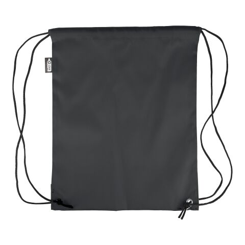 rPET 210D Polyester Rucksack mit Kordelzug Calix Schwarz | ohne Werbeanbringung | Nicht verfügbar | Nicht verfügbar
