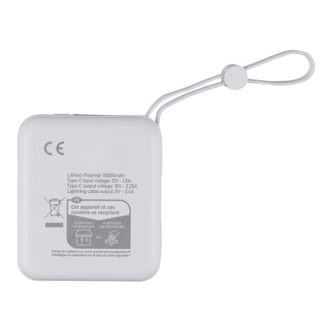 Recycelte ABS-Powerbank Jona Weiß | ohne Werbeanbringung