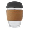 Lidan 360 ml Becher aus Borosilikatglas mit Korkgriff und Silikondeckel schwarz