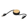Chechia 100cm 5-in-1 Kabel aus recyceltem Kunststoff, einziehbar, für Datenübertragung und 45W Schnellladung mit Bambusdetails Standard | schwarz | ohne Werbeanbringung | Nicht verfügbar | Nicht verfügbar