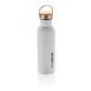 Moderne Stainless-Steel Flasche mit Bambusdeckel weiß | ohne Werbeanbringung | Nicht verfügbar | Nicht verfügbar