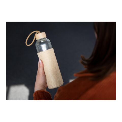 Glasflasche mit Hülle &quot;Natural&quot;, 0,7l transparent | ohne Werbeanbringung | Nicht verfügbar | Nicht verfügbar