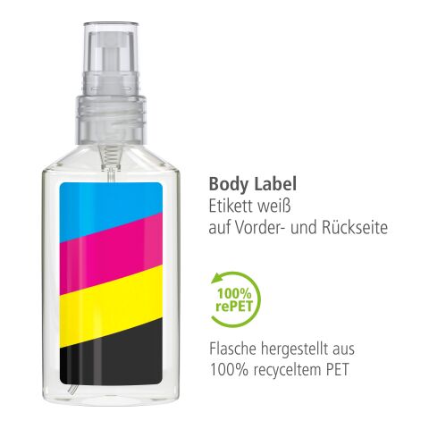 50 ml Spray - Handreinigungsspray (alk.) - Body Label Transparent | ohne Werbeanbringung