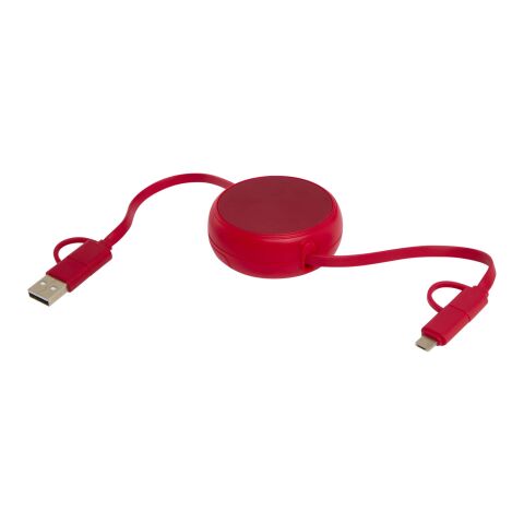 Alasia 100 cm 5-in-1 Kabel aus recyceltem Kunststoff und Aluminium, einziehbar, für Datenübertragung und mit 45W Schnellladung rot