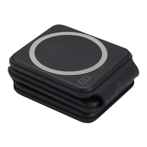 Armus 15 W 3-in-1 zusammenklappbares kabelloses Ladegerät aus recyceltem Kunststoff Standard | schwarz | ohne Werbeanbringung | Nicht verfügbar | Nicht verfügbar