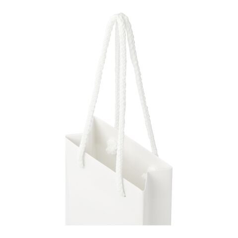 Handgefertigte 170 g/m² Integra-Papiertüte mit Kordelgriffen – klein weiß | 1-farbiger Lithografie | Gehäuse | 95 mm x 170 mm