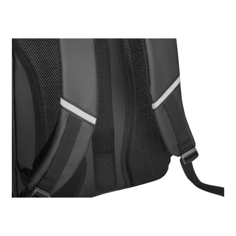 KAMPALA. Laptop-Rucksack aus 900D hochdichtem recyceltem Polyester mit wasserdichter Beschichtung und 210D Futter aus recyceltem Polyester 17&#039;3&quot; Schwarz | ohne Werbeanbringung