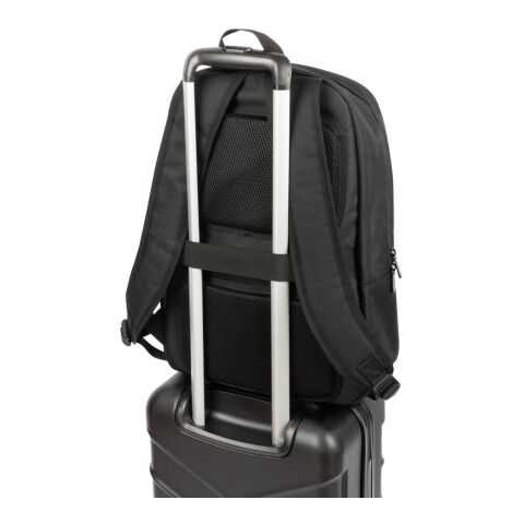 DRAMMEN. Laptop-Rucksack aus hochdichtem 600D-Recycling-Polyester Schwarz | ohne Werbeanbringung