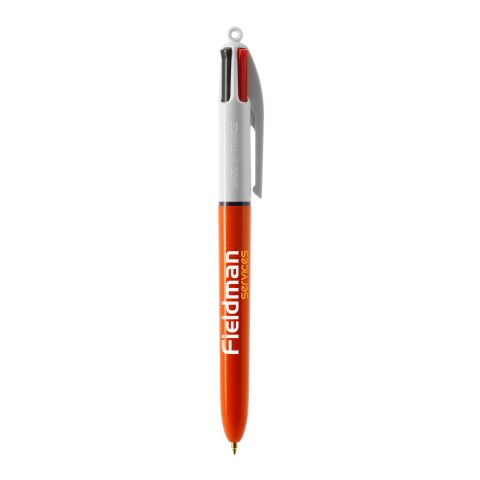 BIC® 4 Colours Fine Kugelschreiber Weiß-orange | 1-farbiger Siebdruck | Schaft-Clipverlängerung | 30.00 mm x 43.00 mm
