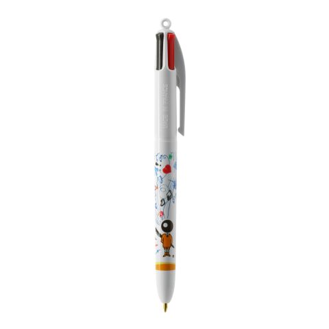 BIC® 4 Colours Kugelschreiber BritePix Digital weiß | 1-farbiger Siebdruck | Upper Part-gegenüber vom Clip | 22.00 mm x 10.00 mm