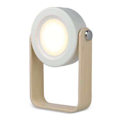 Coollux Multifunktions-LED-Lampe mit Bambusgriff Weiss | 1-farbiger Tampondruck | rechts vom Henkel | 65 mm x 30 mm