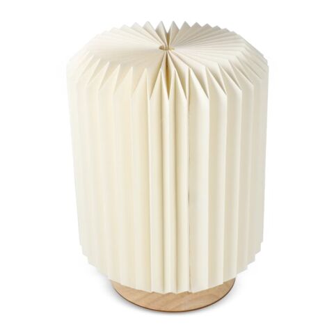 Coollux faltbare Papier LED-Lampe Aurora auf Holzsockel, 22cm Natur | Gravur | Sockel der Lampe | 80 mm x 15 mm