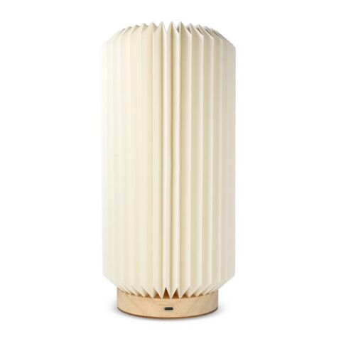 Coollux faltbare Papier-LED-Lampe Aurora Tall auf Holzsockel, 32cm Natur | Gravur | Sockel der Lampe | 80 mm x 15 mm