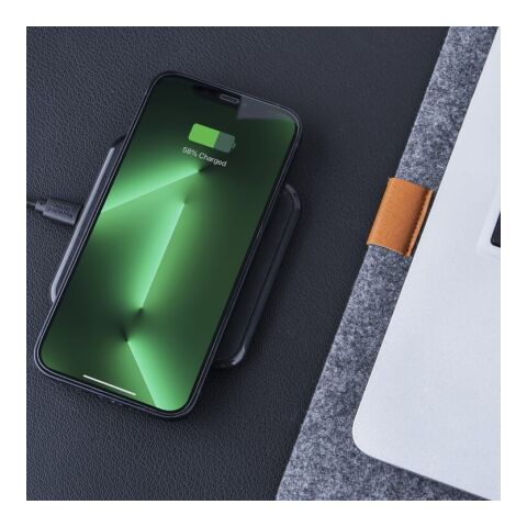 2259 | Xoopar Iné Wireless Fast Charger - Recycled Leather 15W Schwarz | ohne Werbeanbringung | Nicht verfügbar | Nicht verfügbar | Nicht verfügbar