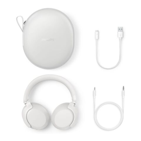 Philips TAH8000E Over-Ear-Kopfhörer mit ANC  Weiss | Digital Transferdruck | Tasche | 55 mm x 50 mm