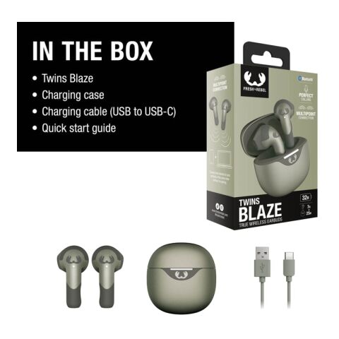 3TW2200 I Fresh 'n Rebel Twins Blaze - True Wireless earbuds with ENC Dried Green