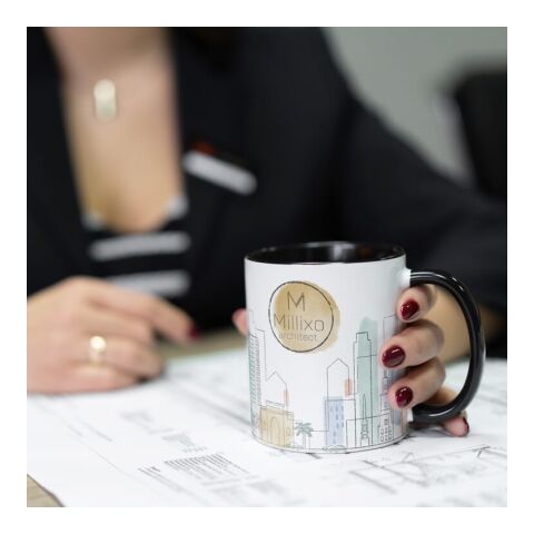 Oslo Sublimationsbecher  farbig innen &amp; Griff 300ml Weiss-Schwarz | ohne Werbeanbringung | Nicht verfügbar | Nicht verfügbar | Nicht verfügbar