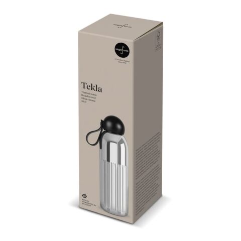 Sagaform Tekla Stahlisolierflasche Chrom (recycelt) 500 ml Chrom | Gravur | Seite 1 Oberseite | 60 mm x 35 mm